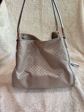 Coach Taupe Signature Canvas Shoulder Bag